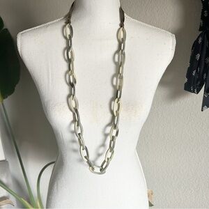 J. Crew Acrylic Chain Necklace  Green Ribbon Tie